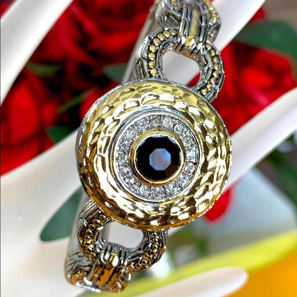 New Hinged High Fashion CZ two tone Bracelet